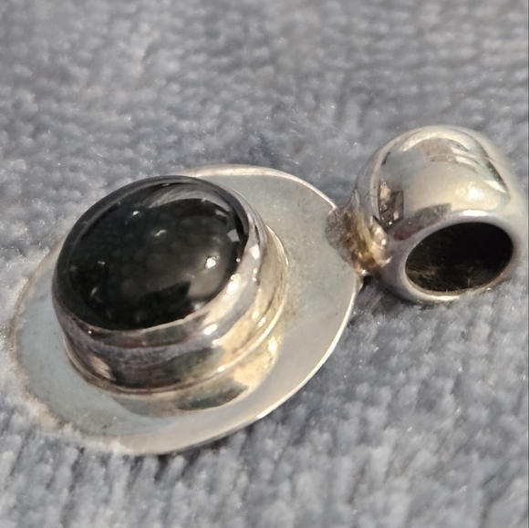 Vintage Black Onyx Silver 925 pendant - Picture 3 of 7